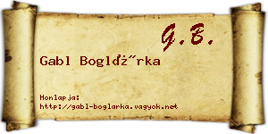 Gabl Boglárka névjegykártya